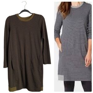 J. Jill Long Sleeve Striped Sweater Dress S Loden Green Black